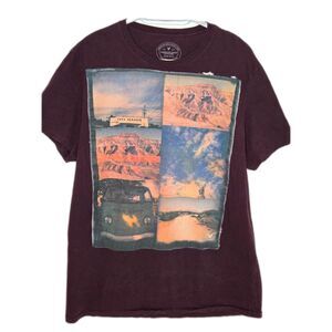 American Eagle Road Trip Photo Collage Tee | Men's Size XL Athletic Fit | Maroon